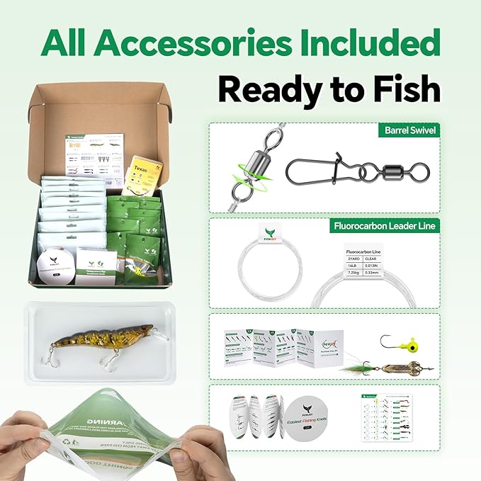 Bass Fishing Lures Kit, Freshwater Fishing Tackle Box with Soft Plastic Baits, Crawfish Lures, Swimbaits, VIB Lure, Jig Heads & Texas Rig Accessories