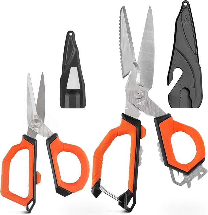 KastKing Paradox 9" & 6" Fishing Scissors - 9" Bait Shears With Sheath & Carabiner, 6" Braided Line Scissors With Stainless Steel Blades, Angler's Kit