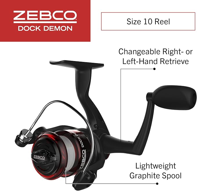 Zebco Dock Demon Spinning Reel or Spincast Reel and Fishing Rod Combo, 30-Inch Durable Fiberglass Rod, QuickSet Anti-Reverse Fishing Reel