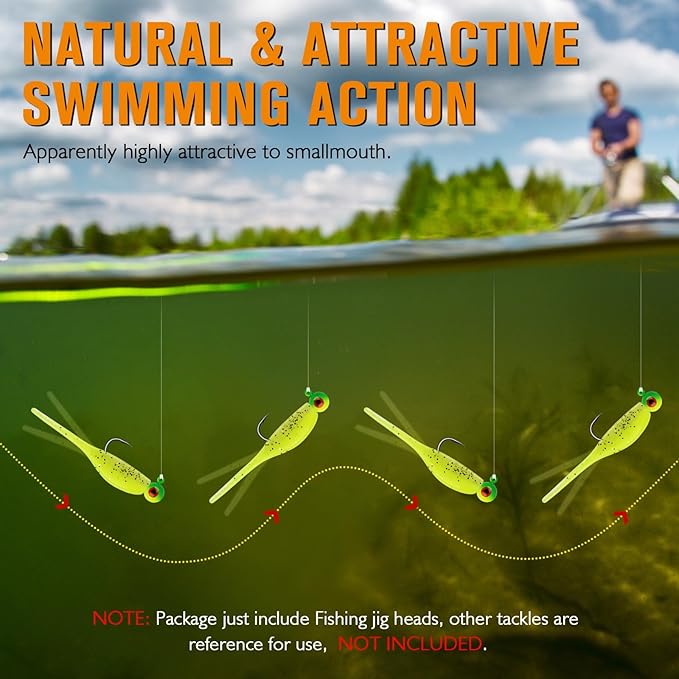 Dovesun Jig Heads for Fishing, Painted Jigheads with 3D Eye Ball Glowing Walleye | Bass | Crappie jigs 1/2oz 3/8oz 1/4oz 1/5oz 1/8oz 1/10oz 1/16oz 1/32oz Fishing Jig Hooks Assortment 15-40pcs