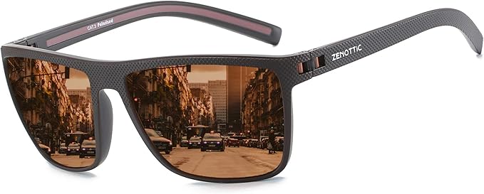 ZENOTTIC Polarized Sunglasses for Men Lightweight TR90 Frame UV400 Protection Square Sun Glasses