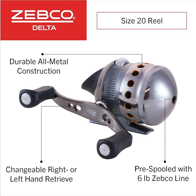 Zebco Delta Spincast Reel and Fishing Rod Combo, Instant Anti-Reverse Clutch, Changeable Right- or Left-Hand Retrieve, Pre-Spooled with Zebco Fishing Line
