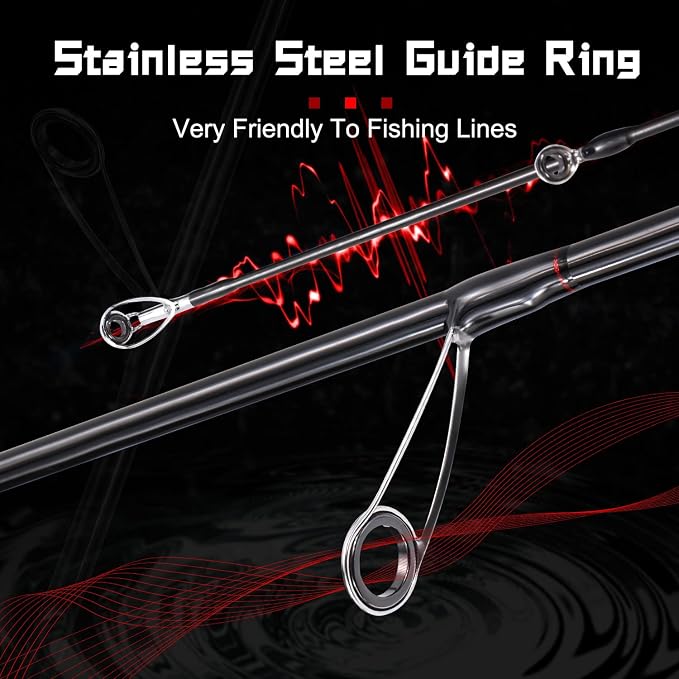 Sougayilang Fishing Rods, Spinning Rods and Casting Fishing Rods, with Full Carbon Fiber Handle, 24T Carbon Fiber 2PCS Fishing Pole for Long Casting Bass, Trout, Panfish