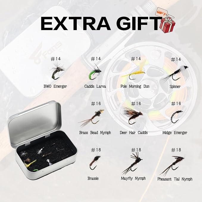 8 Fans Fly Fishing Rod and Reel Combos with 4-Sections Portable Fly Rod and CNC-machined Aluminum Alloy Fly Reel,Fly Fishing Complete Starter Package