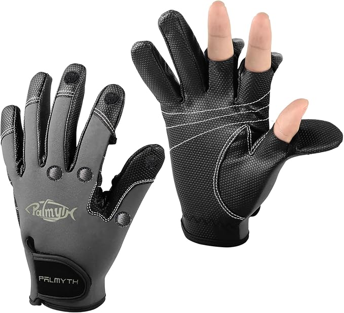 Palmyth Neoprene Fishing Gloves for Men and Women 3 Cut Fingers Flexible Great for Photography Fly Fishing Ice Fishing Running Touchscreen Texting Hiking Jogging Cycling Walking