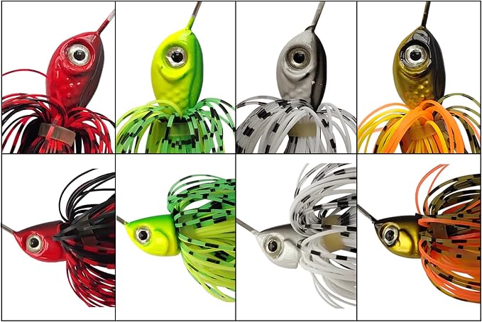 Eupheng Bass Spinnerbaits, 1/4 3/8 1/2 1/8 3/16 oz, Double Willow & Colorado Blades with Silicone Skirt Bass Spinner baits