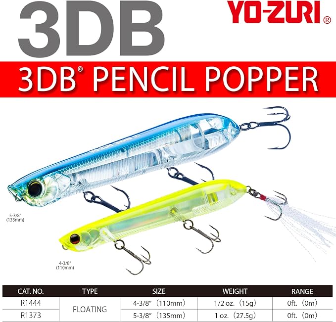 Yo-Zuri 3DB Pencil Popper, Floating,