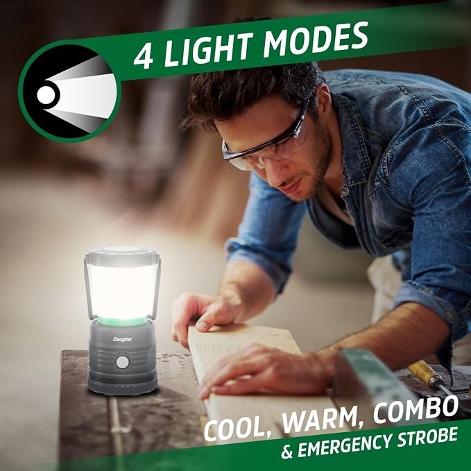 Energizer LED Camping Lantern X1000, Bright and Rugged Tent Light, Water-Resistant Rechargeable Lantern for Camping, Hiking, Fishing, Emergency, Portable Light (USB Cable Included)