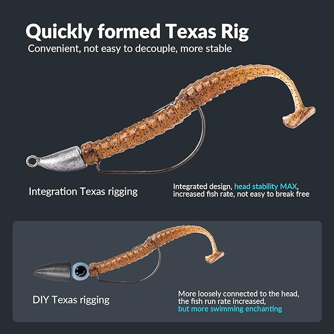 THKFISH Weedless Swimbait Jig Heads for Bass Fishing, Weighted Texas Rig Hook Fishing Hooks Saltwater Freshwater 1/8 oz, 1/6 oz, 1/4 oz, 3/8 oz, 1/2 oz,3/4 oz