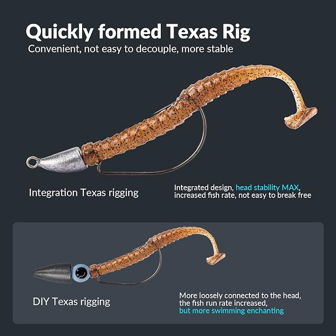 THKFISH Weedless Swimbait Jig Heads for Bass Fishing, Weighted Texas Rig Hook Fishing Hooks Saltwater Freshwater 1/8 oz, 1/6 oz, 1/4 oz, 3/8 oz, 1/2 oz,3/4 oz