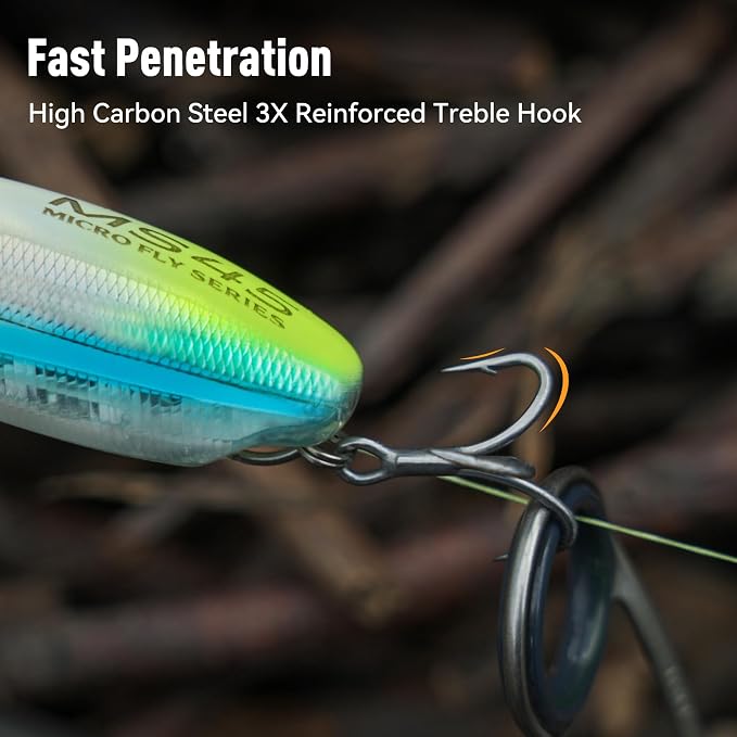 KINGDOM 3PCS Topwater Fishing Lures for Bass Whopper Popper Fishing Lure for Bass Catfish Pike Perch Floating Pencil Bait with Propeller Tail Freshwater/Saltwater
