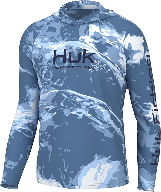 HUK Mens Pursuit Pattern Crew Sleeve Shirt, Performance Shirt