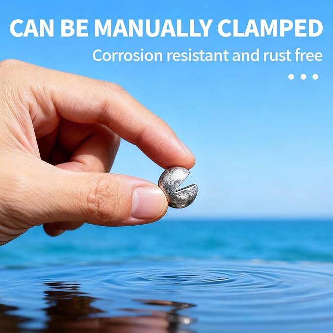 Caleb 200/320Pcs Split Shot Fishing Weights Sinkers, Removable Lead Fishing Weights, Premium Duckbill Reusable Fishing Sinkers for Freshwater Saltwater Bass Trout Fishing Accessories - 5/6 Sizes