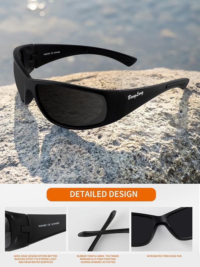 BangLong Polarized Sunglasses for Men Women, UV Protection Fishing SunGlasses for Fishing Running Cycling Golf TR90