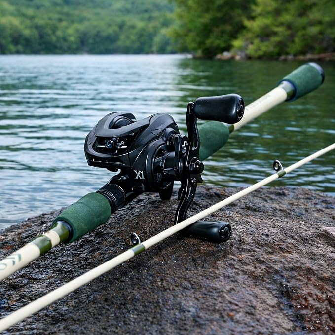 Sougayilang Baitcasting Fishing Combos, Carbon&Glass Fiber Composite 2 Piece Fishing Rods with Casting Reel- 6'0"