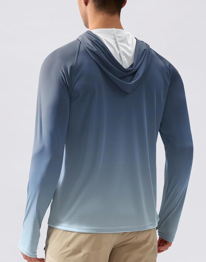 Pudolla Men's Sun Protection Hoodie Shirts UPF 50+ Rash Guard SPF Long Sleeve Fishing Shirt for Men Swim Hiking Boating