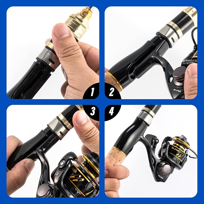 Dr.Fish Ice Fishing Rod and Reel Combo Ice Fishing Poles Gear Complete Kit Winter Spinning Pole and Reel Package Travel Jigs Lures Tackle