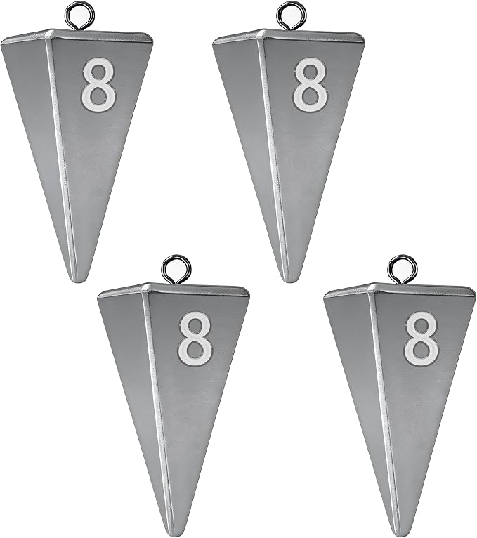 Pyramid Sinkers Fishing Weights, Saltwater Fishing Sinkers for Surf Fishing Gear Tackle - 1oz, 2oz, 3oz