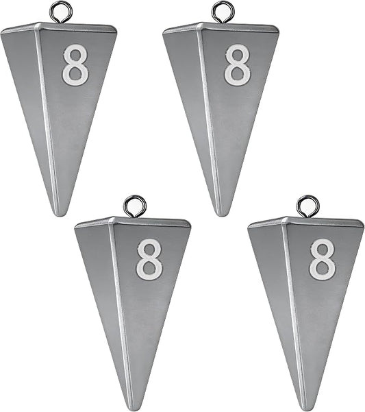 Pyramid Sinkers Fishing Weights, Saltwater Fishing Sinkers for Surf Fishing Gear Tackle - 1oz, 2oz, 3oz