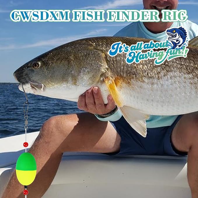 Fish Finder Rigs - 6 Pack (Size 6/0 or 8/0) with 33LB Fluorocarbon Leader - Pre-Assembled Surf Fishing Rigs with High-Carbon Steel Hooks & Oversized Float for Saltwater Ocean Fishing