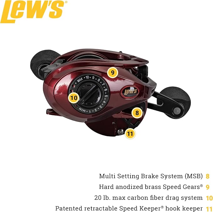 Lew's KVD Baitcast Fishing Reel, Aluminum Frame, Premium 10 Stainless Steel Ball Bearings