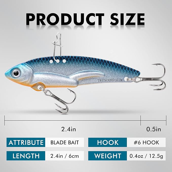 TRUSCEND Vibespinner Easy Catch Fishing Lures with BKK Hooks, Tail Spinner Baits with 4 Actions, Vibrating Swimming Flashing & Jigging for More Bites, Spoon Lures for Bass Trout Crappie Walleye Pike
