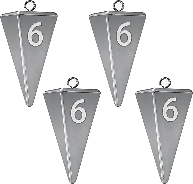 Pyramid Sinkers Fishing Weights, Saltwater Fishing Sinkers for Surf Fishing Gear Tackle - 1oz, 2oz, 3oz