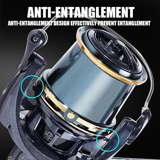 Heavy Duty Spinning Reel Metal Body with CNC Machined Spool 55LB Max Drag 8/10+1 BB Ultra Smooth 4.1/4.6/4.8:1 High Speed Gear Ratio Saltwater Freshwater Fishing Reel for 8000 to 16000 Series