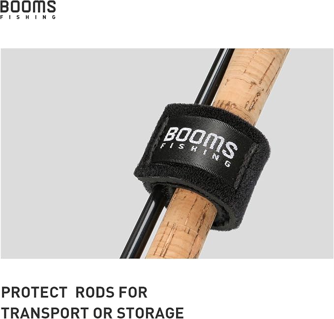 Booms Fishing RS3 Fishing Rod Wrap Pole Straps， Hook & Loop Fishing Rod Belts, Fishing Rod Ties for Casting Rods, Spinning Rods and Fly Rods