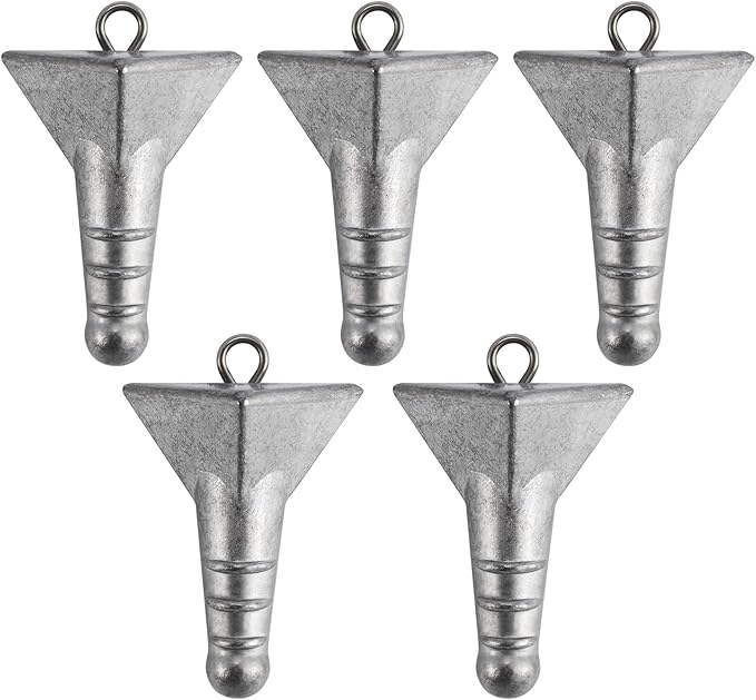 Dr.Fish 5 Pack Storm Sinker Pyramid Hatteras Surf Fishing Lead Weight Saltwater Beach Casting Sea Bottom Holder Inshore