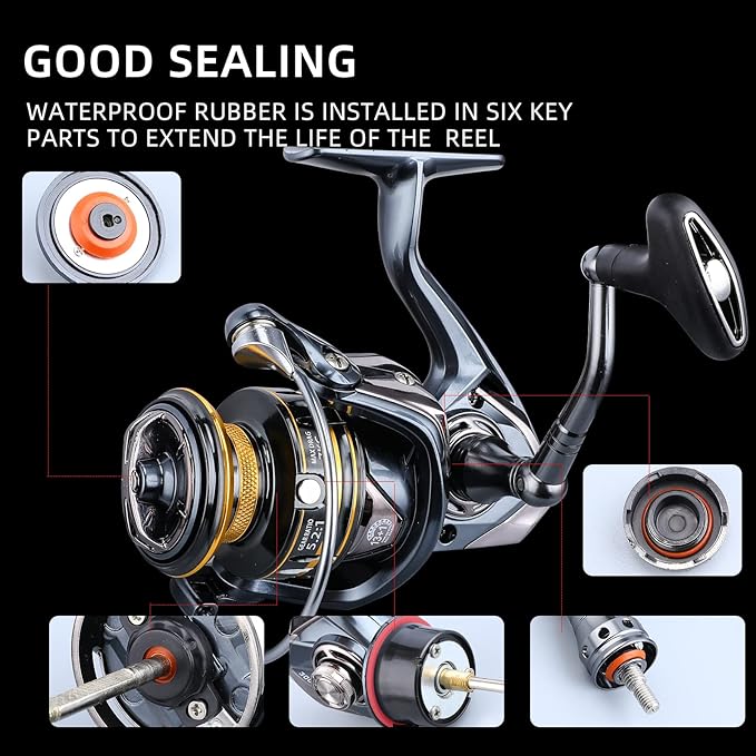 Saltwater Spinning Reel,13+1BB Ultra Smooth Saltwater Fishing Reels,Powerful Carbon Drag,CNC Aluminum Spool & Handle