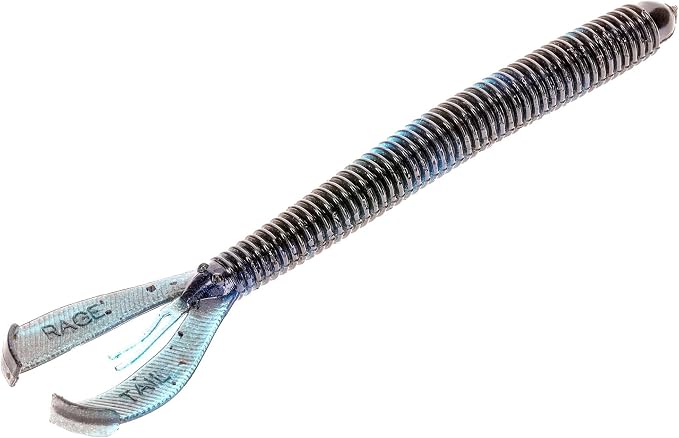Strike King Rage Twin Tail Menace Worm Soft Bait Fishing Lure, 6", 2 Rage Flange Tails