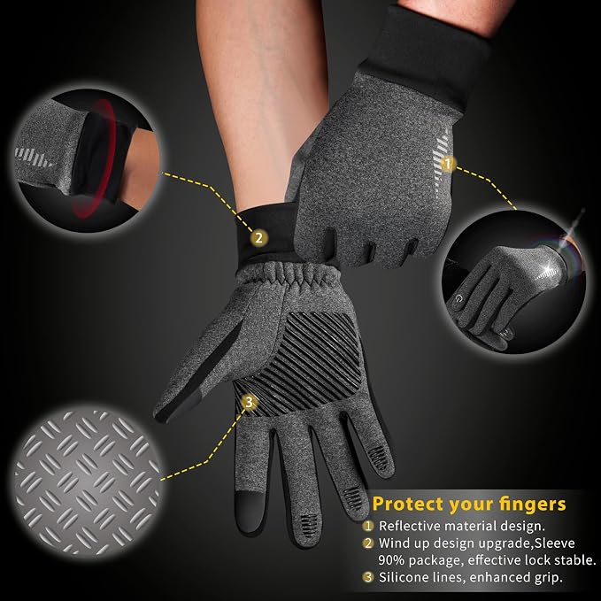 SIMARI Winter Gloves for Women Men - Cold Weather Thermal Touch Screen Ski Snow Glove Liners, Non-Slip Palm & Warm Fleece Lined, for Running Cycling Driving Hiking Walking Sports Outdoor Texting Work