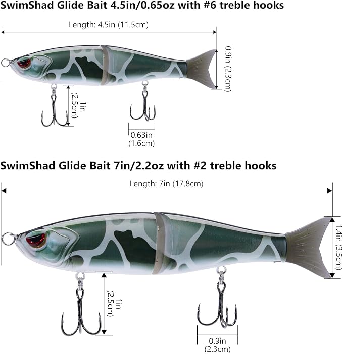 Bassdash SwimShad Glide Baits Jointed Swimbait Bass Pike Salmon Trout Muskie Fishing Lure