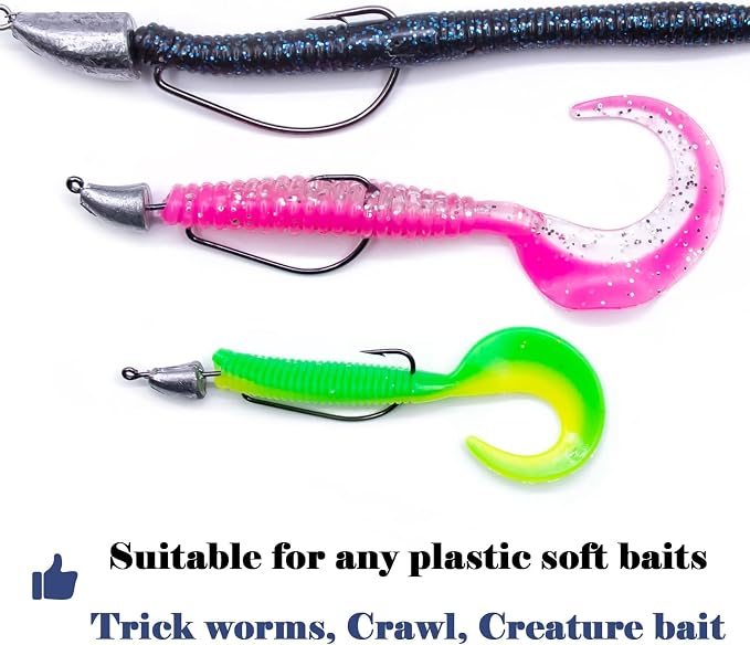 FishTrip Bullet Jig Head Weighted Hooks,10pcs Texas Rigs EWG Hooks for Bass Fishing Saltwater 1/16 1/8 1/4 1/2 oz