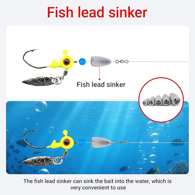 Fishing Weight Sinkers, 50pcs/55pcs Lead Worm Weights Fishing Sinkers for Bass Fishing Texas Rigs(2g/3.5g/5g/7g)