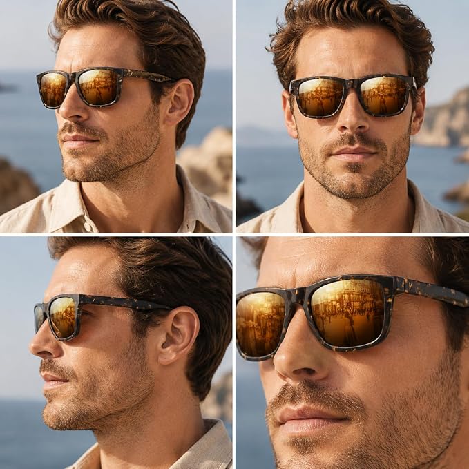 Polarized Sunglasses for Men & Women, Lightweight Driving Sunglasses for Fishing, Golf, Sports, UV400 Protection