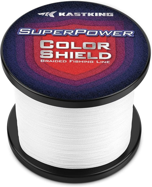 KastKing Superpower ColorShield Braided Fishing Line - Colorfast Braided Line, 100% Solution Dyed UHMWPE Fiber, Smooth & Strong Superline, Near Zero Stretch, Sensitive, High Abrasion Resistance