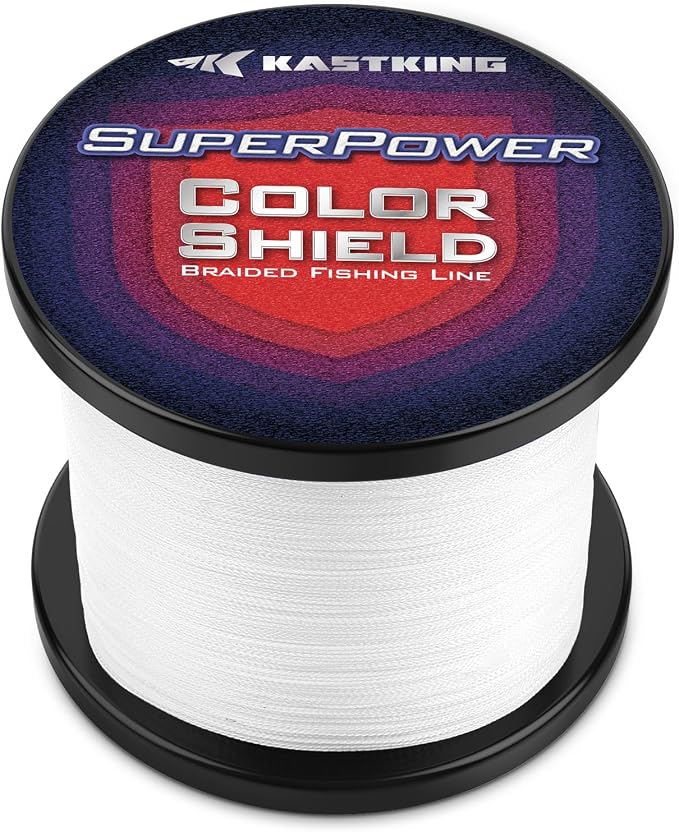 KastKing Superpower ColorShield Braided Fishing Line - Colorfast Braided Line, 100% Solution Dyed UHMWPE Fiber, Smooth & Strong Superline, Near Zero Stretch, Sensitive, High Abrasion Resistance