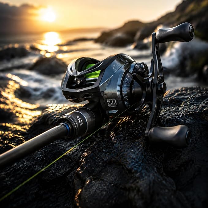 DC Baitcasting Reel with Smart Digital Brake, Anti-Backlash Fishing Reel with Signature DC Sound, Easy-Control 7.1:1 Baitcaster for Beginners & Bass Fishing