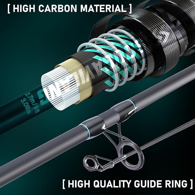 Sougayilang Surf Fishing Rod Combo Medium/Heavy 3 Piece Baitfeeder Spinning Combo with 4000 Size Reel for Travel (10FT Rod with 4000 Reel)