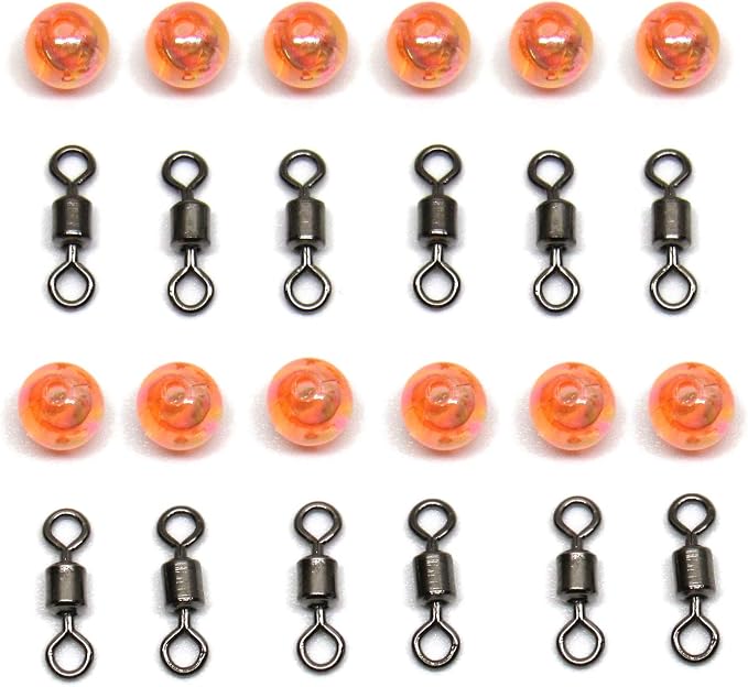Carolina Swivel Kit (12 Pack) – 12 Roller Swivels, 12 Carolina Rig Beads for Bass Fishing