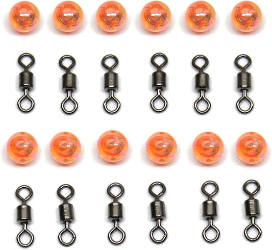 Carolina Swivel Kit (12 Pack) – 12 Roller Swivels, 12 Carolina Rig Beads for Bass Fishing