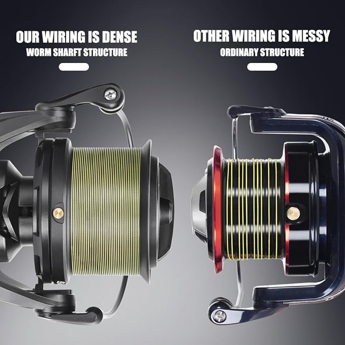 Heavy Duty Spinning Reel Metal Body with CNC Machined Spool 55LB Max Drag 6/8+1 Bearings Ultra Smooth 4.6/4.8:1 High Speed Gear Ratio Saltwater Freshwater Fishing Reel for 8000 to 14000 Series