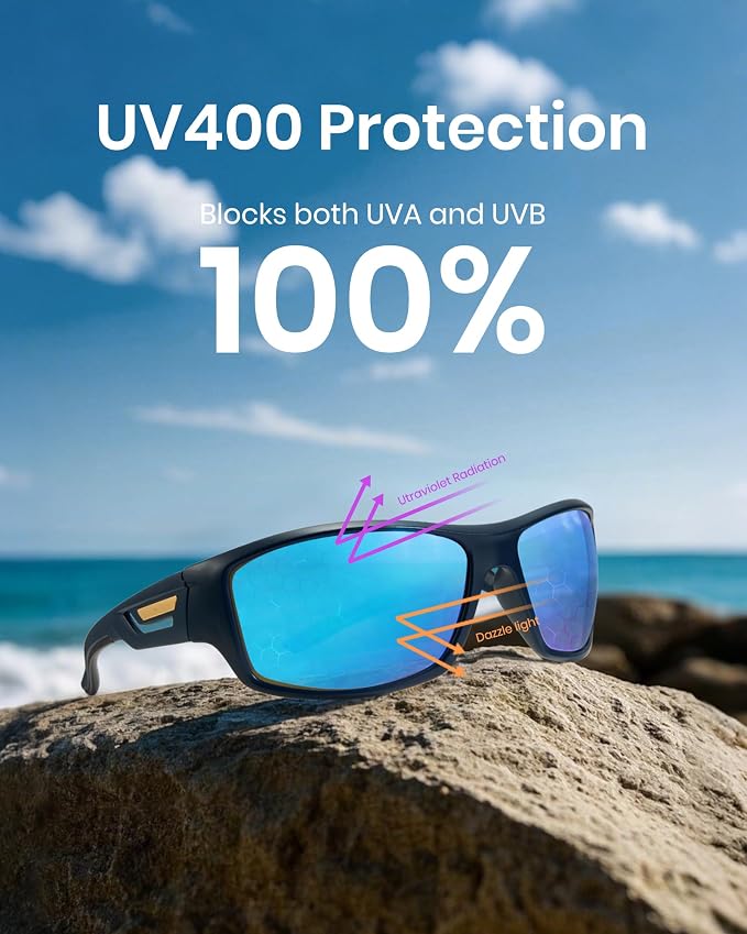 Sports Polarized Sunglasses Men Fishing Sunglasses See Fish in Water Wrap-around Glasses UV400