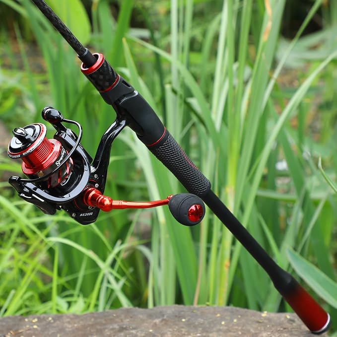 Sougayilang Fishing Rods, Spinning Rods and Casting Fishing Rods, with Full Carbon Fiber Handle, 24T Carbon Fiber 2PCS Fishing Pole for Long Casting Bass, Trout, Panfish
