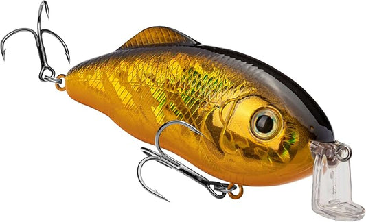 Strike King Hybrid Hunter Shallow Jr. Fishing Lure, Shallow Diving Crankbait, 90-Degree Bill, 3D Eyes, Loud Rattle, Dives 1 to 3-Feet,Size 4 & 6 Treble Hooks