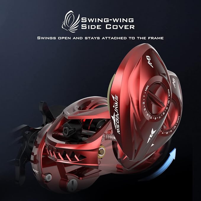 KastKing MegaJaws Elite Baitcasting Fishing Reel, New AutoMag Dual Braking System, Only 6.7oz, 17.64 LBs Carbon Fiber Drag, 11+1 Shielded BB, High Speed 5.4:1 to 9.1:1 Gear Ratios