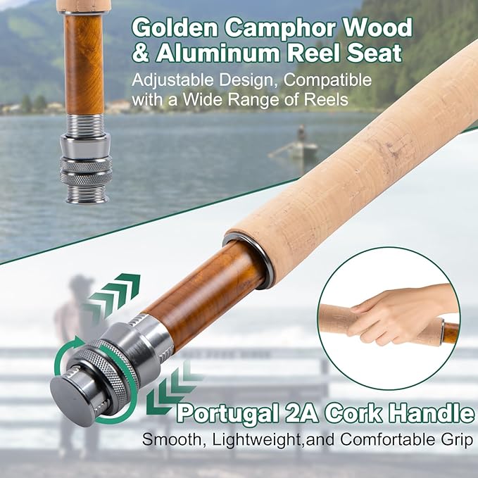 Goture Fly Fishing Rod and Reel Combo with Fly Rod & Gear Case, 9FT 4-Piece Fly Rod, Pre-Spooled Reel, Fly Line, Flies, Leader, Tippet, Forceps, Nipper and Complete Starter Kit