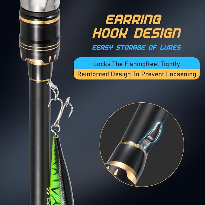 Sougayilang Spinning & Casting Fishing Rods, 2-Piece Strong Carbon&Glass Composite Trolling Rod Offshore Surf Pole for Bass, Trout, Panfish, Catfish